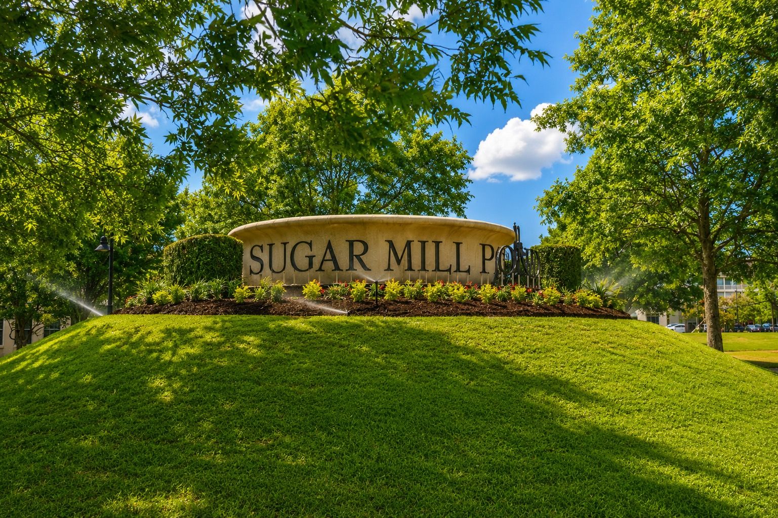 Landscaped neighborhood entrance monument
