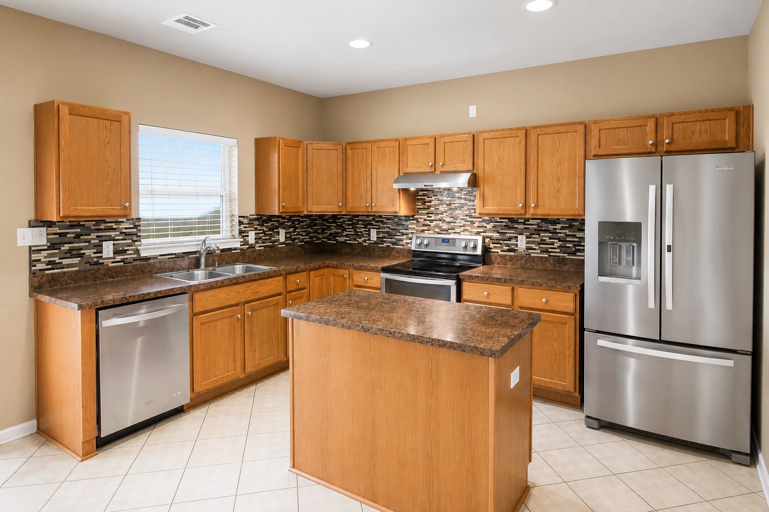 Residential kitchen photographed with balanced lighting